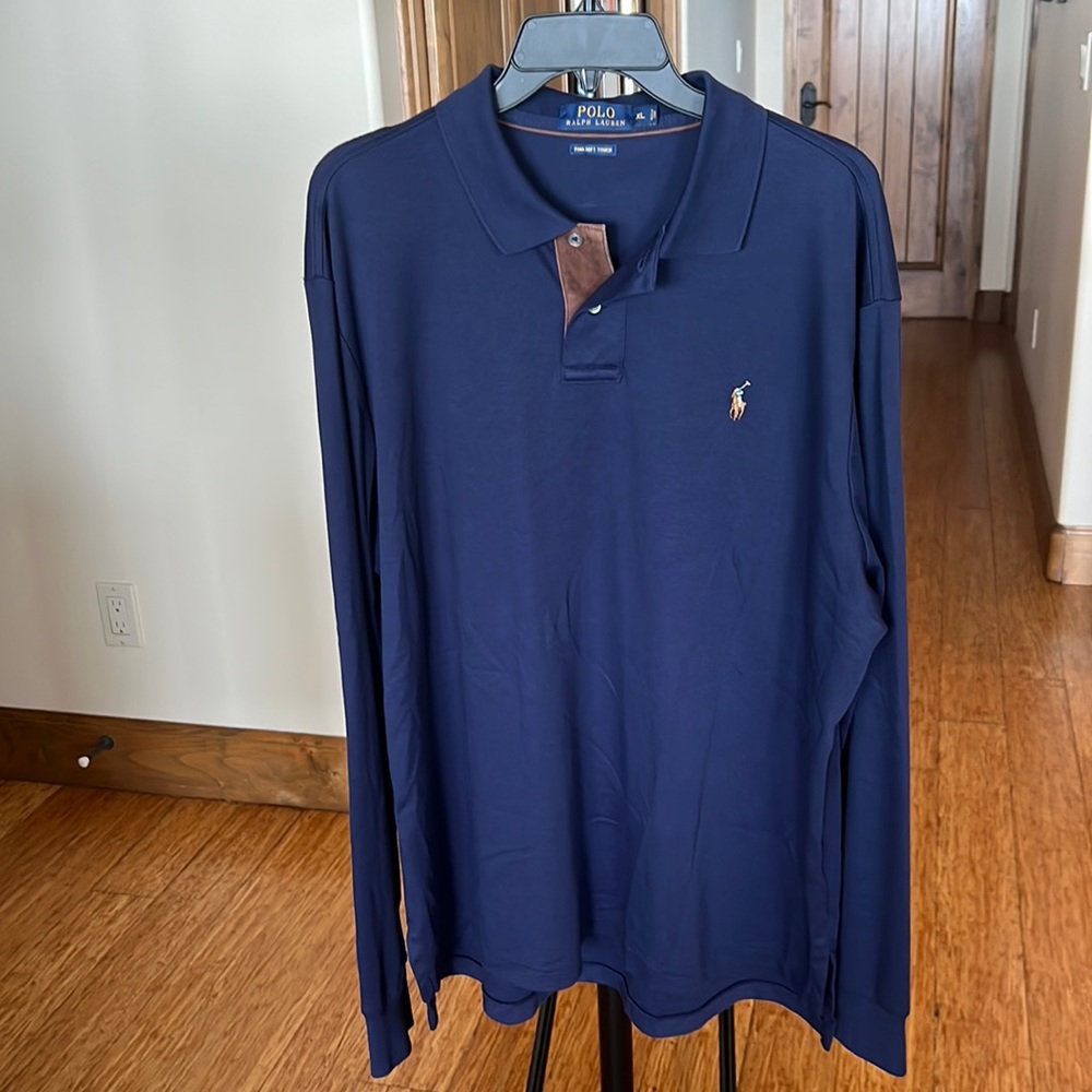 Polo Ralph Lauren Men’s Navy Blue Pima Soft Touch Long Sleeve Shirt